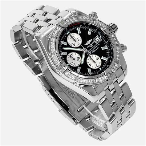 breitling chronomat evolution watch a13356|Breitling Chronomat evolution diamond bezel.